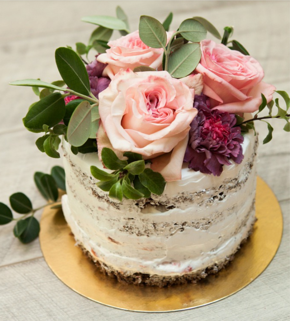 wedding cake with flower topper
